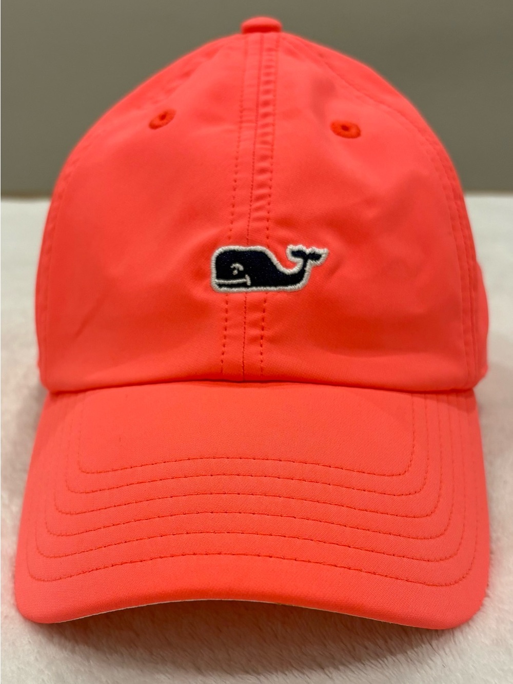 Vineyard Vines Neon Coral Performance Baseball Hat Adjustable Whale Logo Cap OS